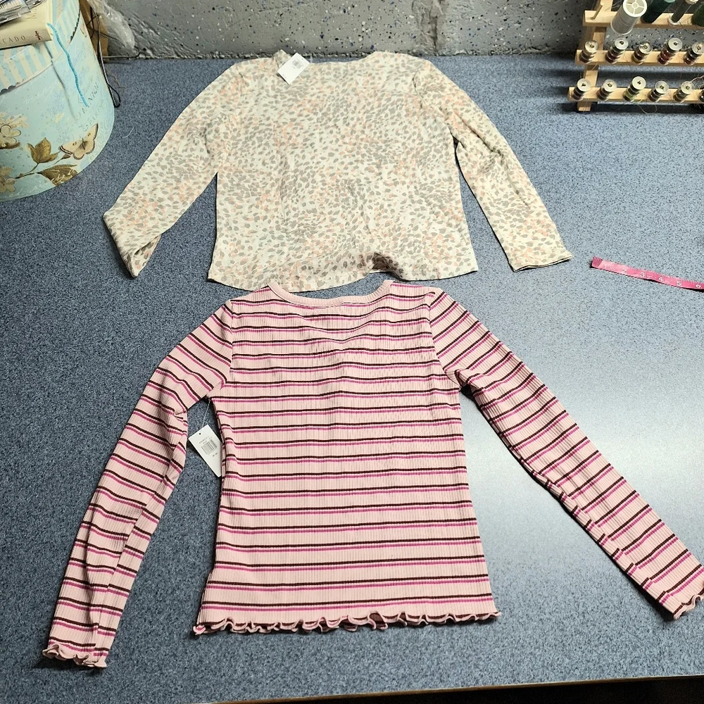 Old Navy Long Sleeved Henley & Leopard Print Shirt Bundle Size 8/M, NWT